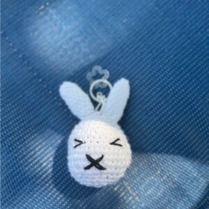 White Crochet Bunny Keychain